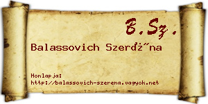 Balassovich Szeréna névjegykártya